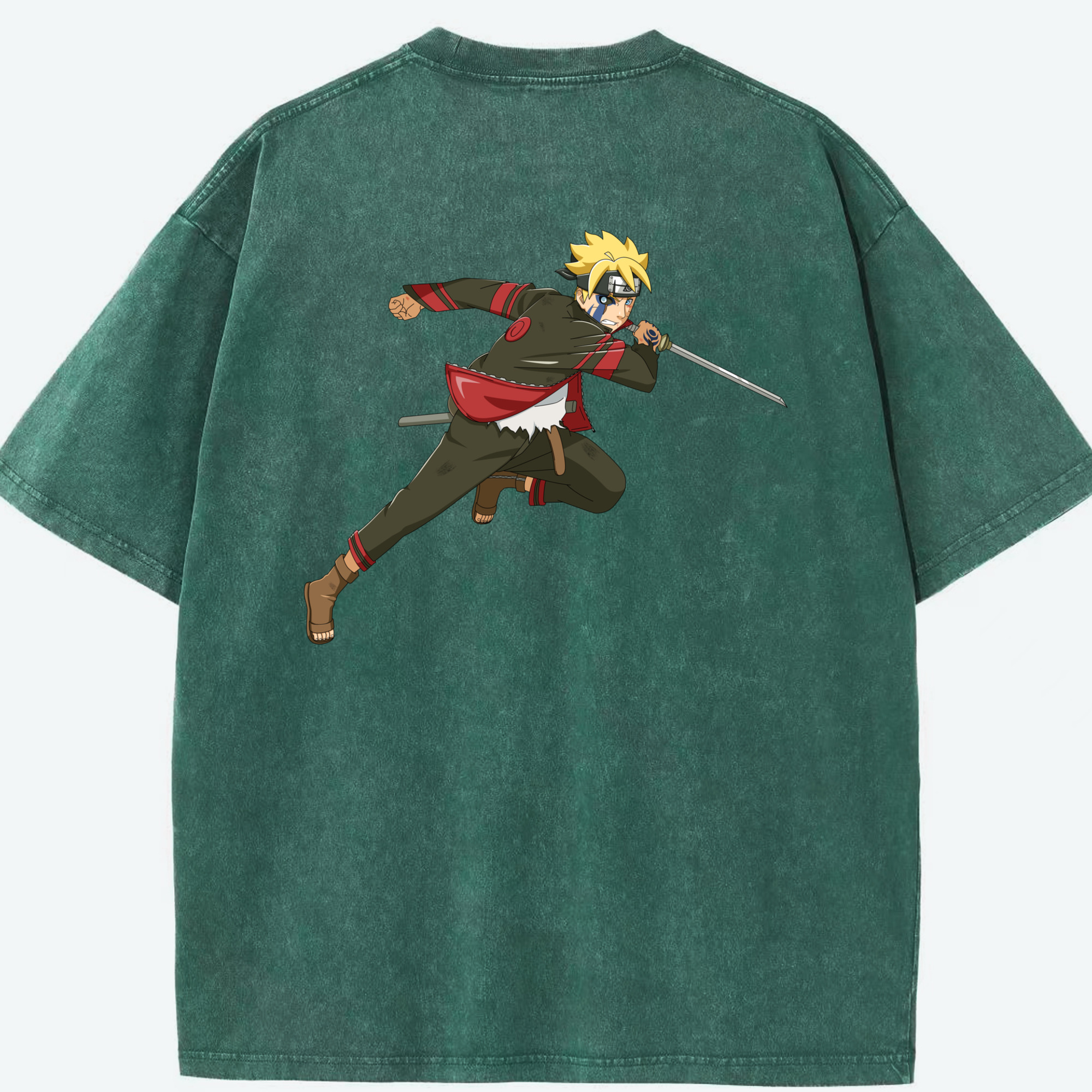 （画像用） NARUTO -ナルト- うずまき ボルト Uzumaki Boruto 綿100% ヴィンテージ風 半袖Tシャツ（背面プリント）